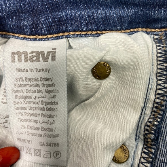 Mavi Jeans Womens Size 27 Medium Wash Denim Skinny Distress Destroyed Stretch - Picture 4 of 15